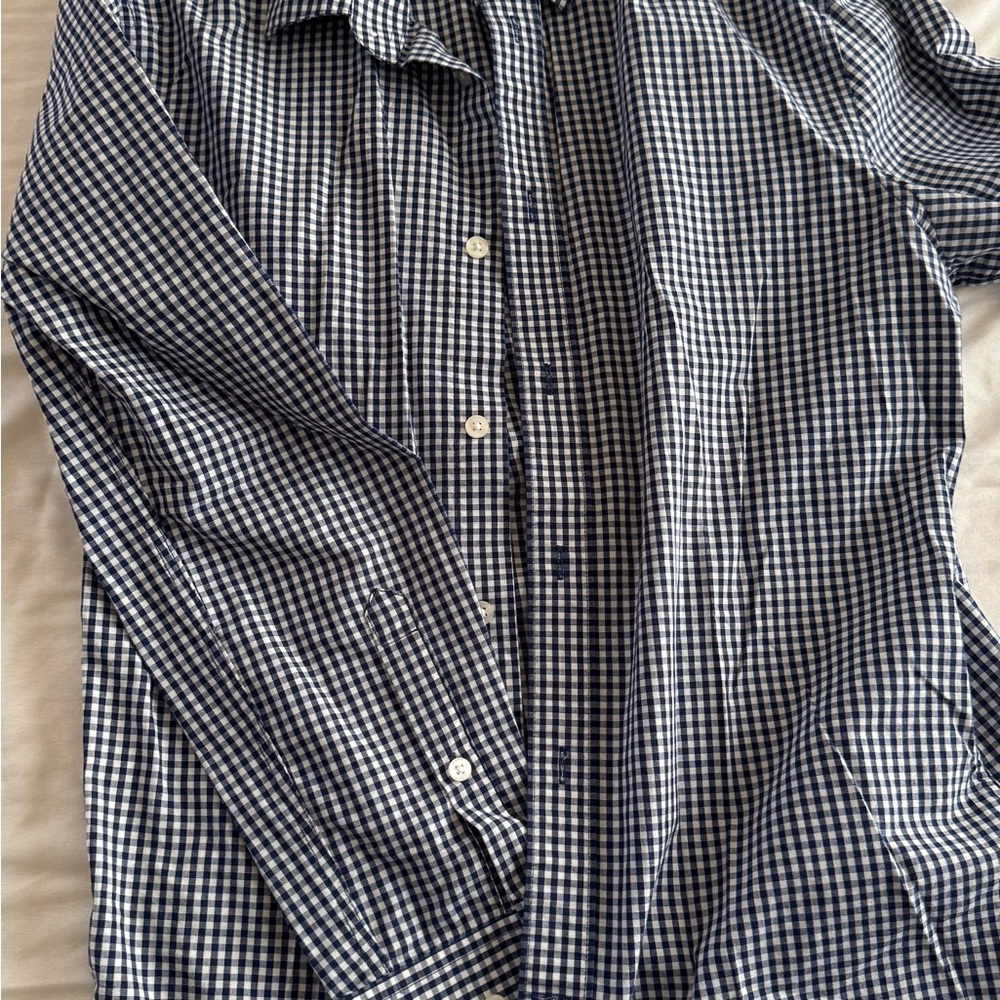 H&M Navy and White Plaid Casual Shirt